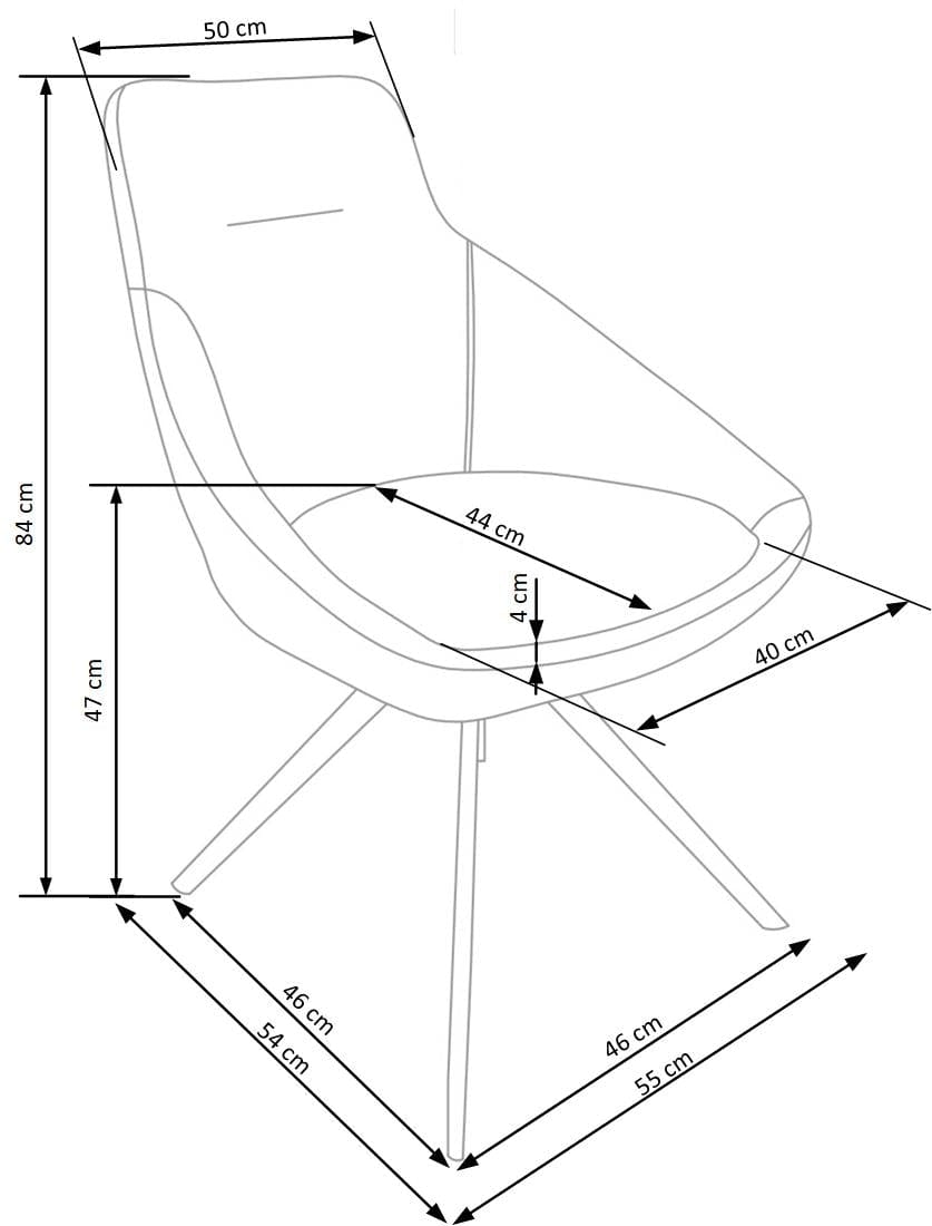 Halmar Scaun tapitat cu stofa si picioare metalice, Kai-431 Galben / Negru, l55xA54xH84 cm