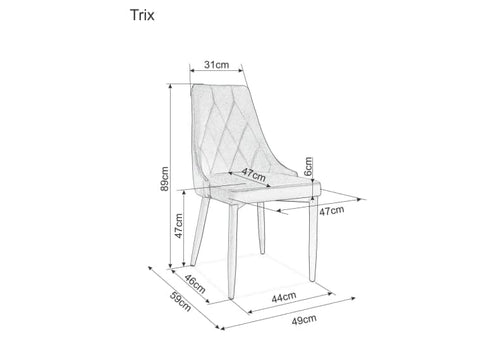 Signal Scaun tapitat cu stofa si picioare metalice Trisha Velvet Bej, l49xA59xH89 cm