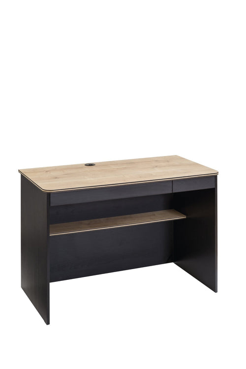 Scrivania giovanile in paglia Blacky Black / Nature, L110xL58xH75 cm
