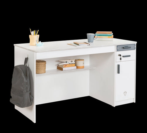Scrivania per ragazzi, 3 cassetti e 1 anta, L138xL58xH75 cm
