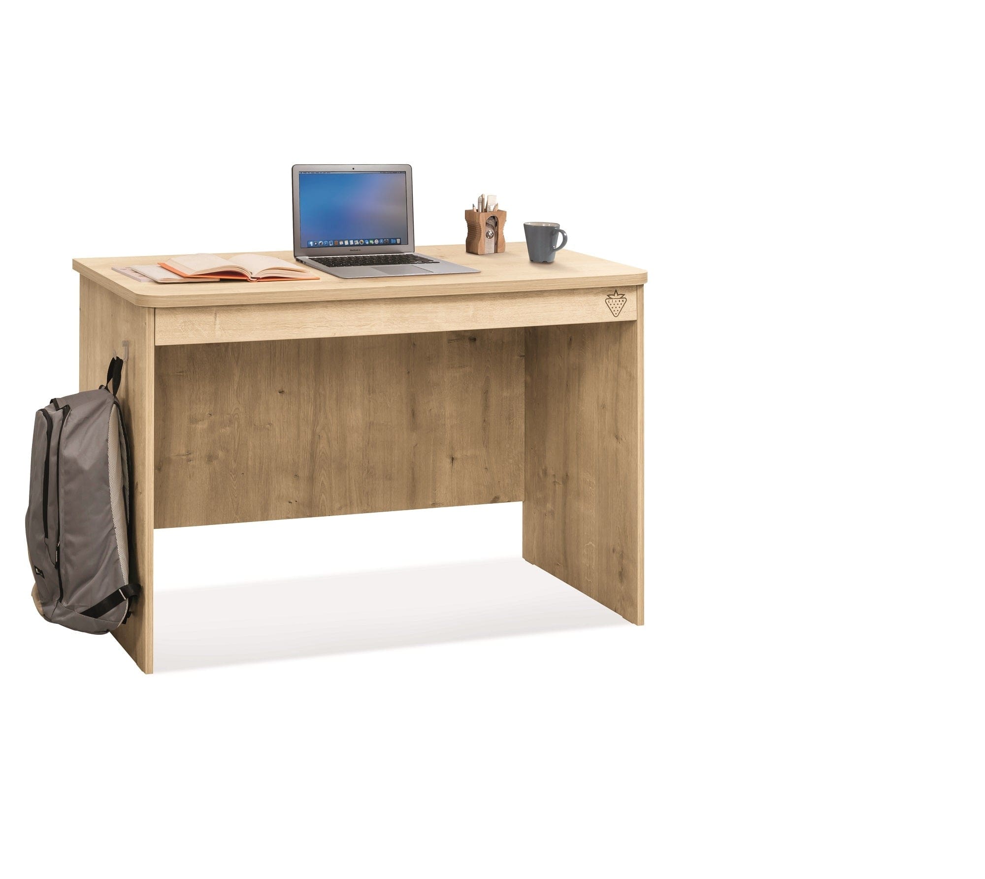 Scrivania per ragazzi in paglia con 1 cassetto, Mocha Natur, L110xL62xH75 cm