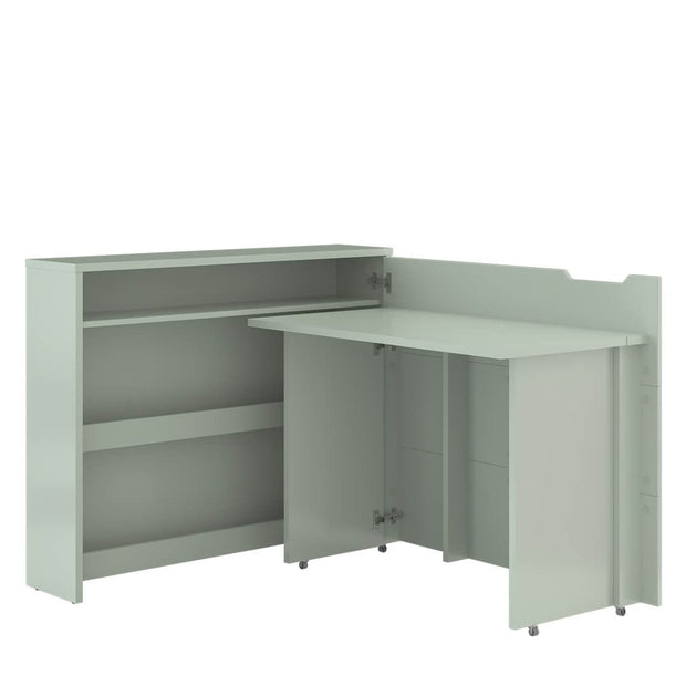 Scrivanie angolare a destro con ripiani e scaffali Work Concept CW01P Verde Opaco (1)