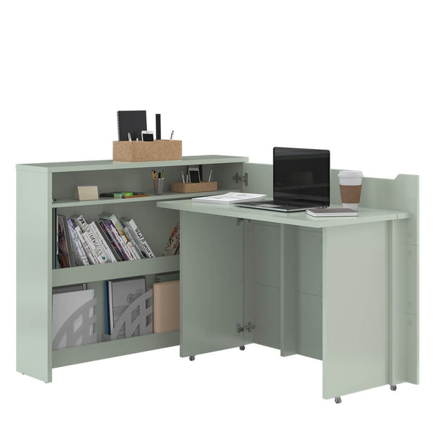 Scrivanie angolare a destro con ripiani e scaffali Work Concept CW01P Verde Opaco (2)