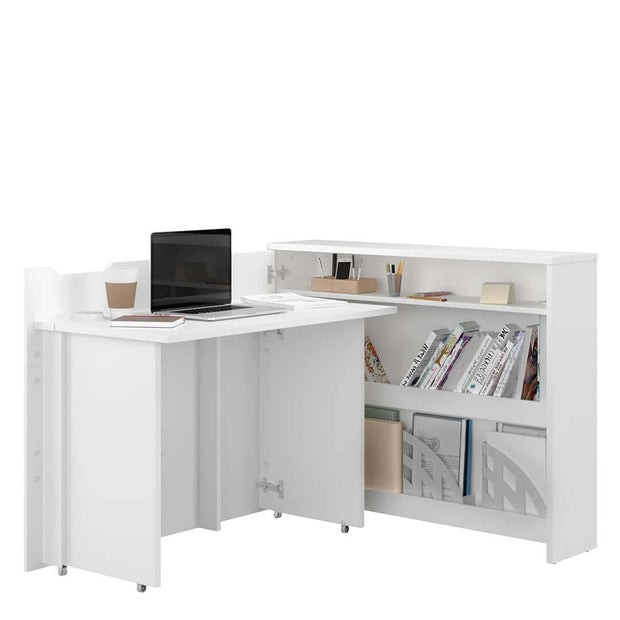 Scrivanie angolare a sinistro con ripiani e scaffali Work Concept CW01L Bianco Lucido (1)