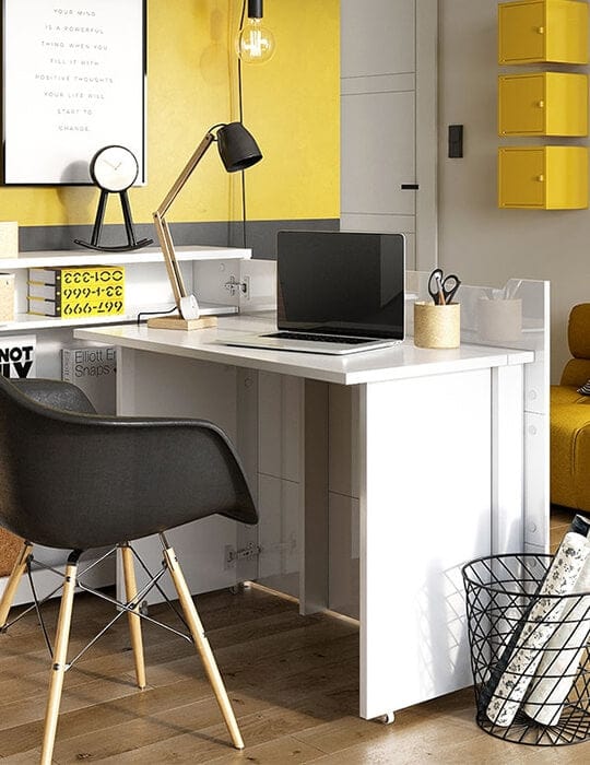 Scrivanie angolare a sinistro con ripiani e scaffali Work Concept CW01L Bianco Lucido (3)