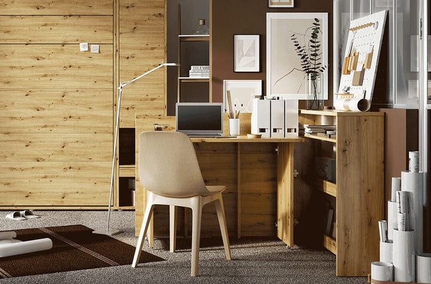 Scrivanie angolare a sinistro con ripiani e scaffali Work Concept CW01L Quercia (3)