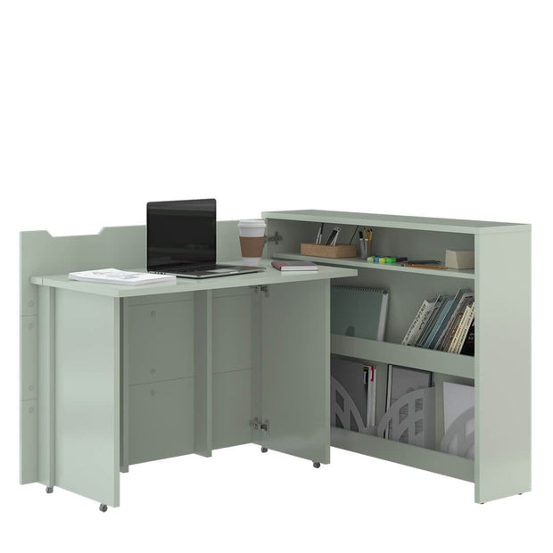 Scrivanie angolare a sinistro con ripiani e scaffali Work Concept CW01L Verde Opaco (1)