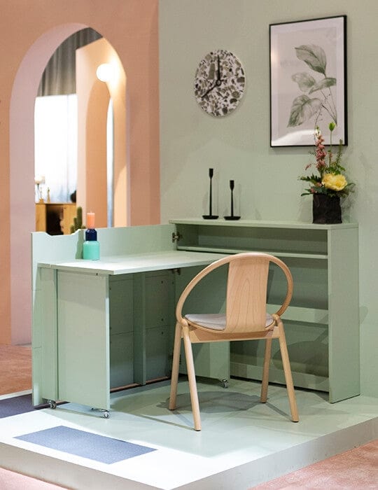 Scrivanie angolare a sinistro con ripiani e scaffali Work Concept CW01L Verde Opaco (3)