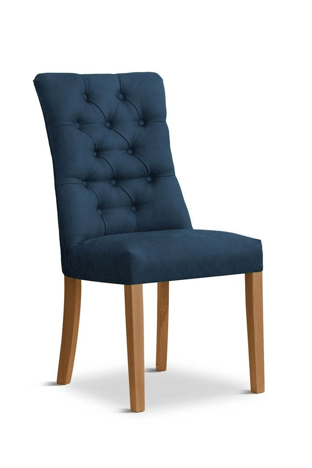 Sedia con rivestimento in tessuto e gambe in legno, Lord Velvet Bleumarin / Rovere, L51xL62xH100 cm