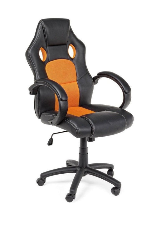 Sedia da gaming in ecopelle e tessuto Racing Arancia