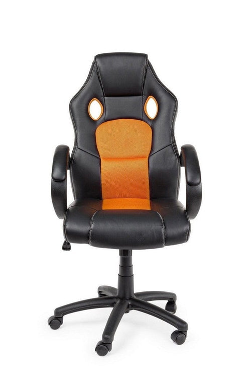 Sedia da gaming in ecopelle e tessuto Racing Arancia (1)