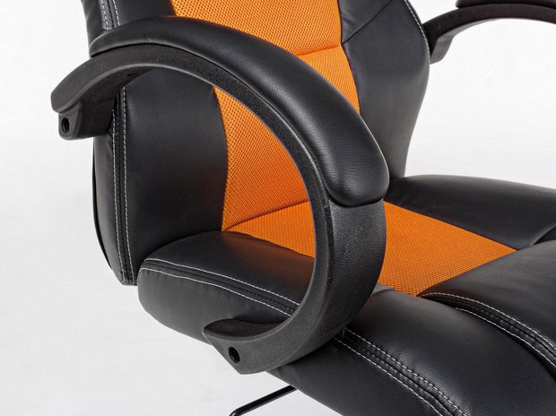Sedia da gaming in ecopelle e tessuto Racing Arancia (5)