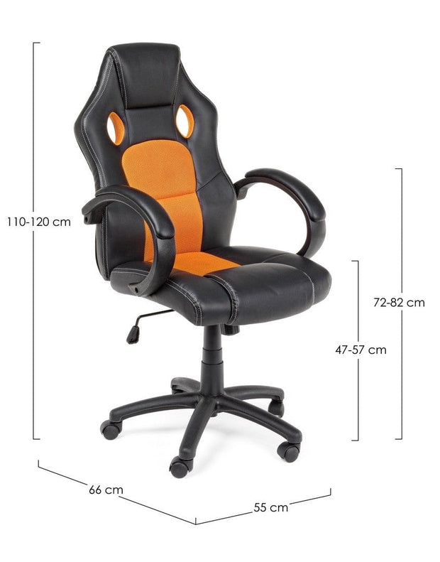Sedia da gaming in ecopelle e tessuto Racing Arancia (6)