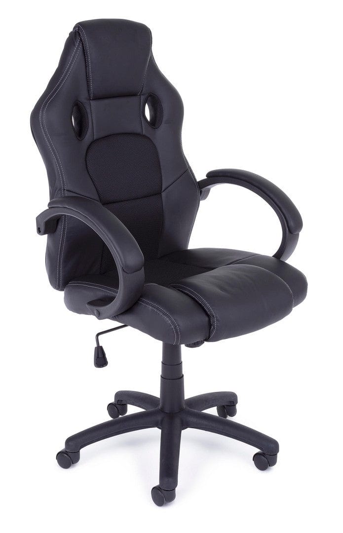 Sedia da gaming in ecopelle e tessuto Racing Nero