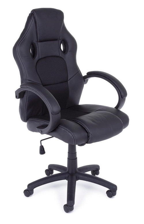 Sedia da gaming in ecopelle e tessuto Racing Nero