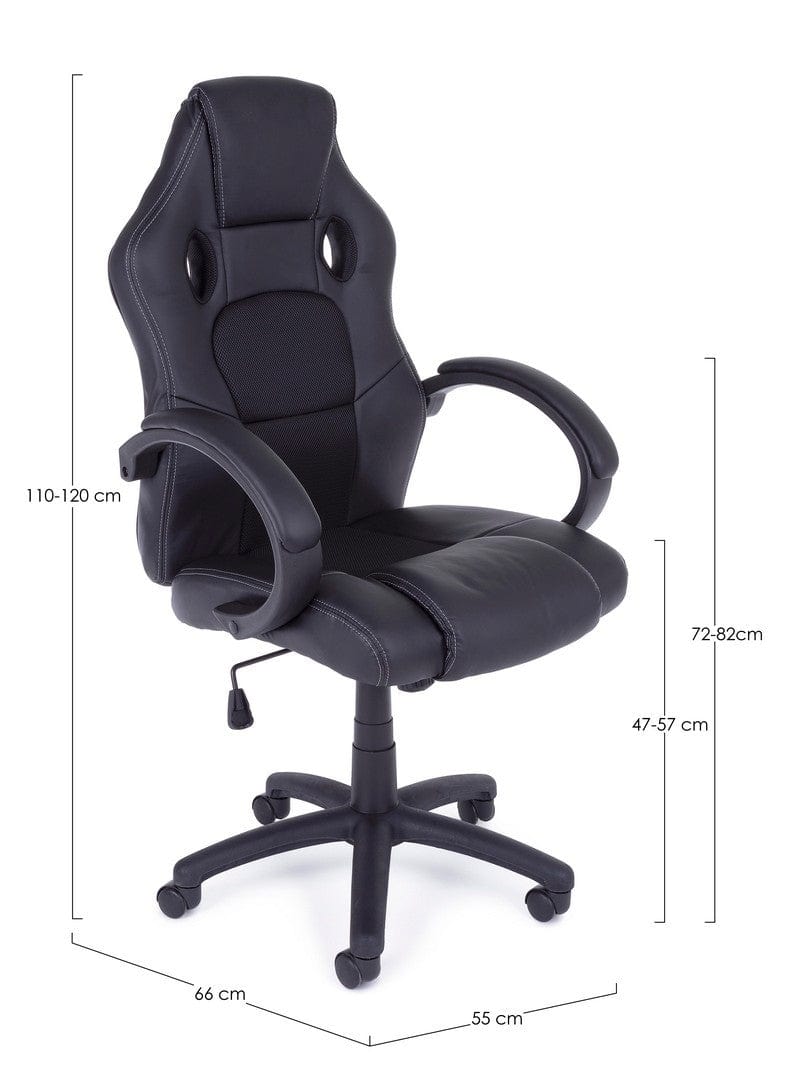 Sedia da gaming in ecopelle e tessuto Racing Nero (6)
