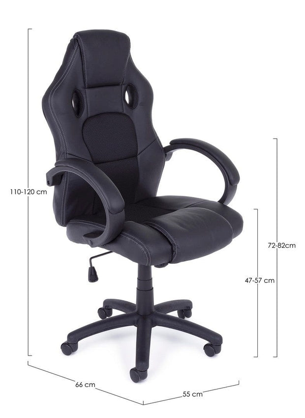 Sedia da gaming in ecopelle e tessuto Racing Nero (6)
