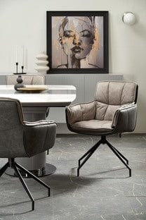 Sedia da pranzo in Ecopelle Kai-523 Grigio (4)