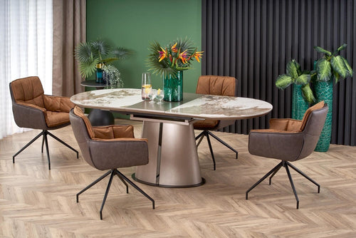 Sedia da pranzo in Ecopelle Kai-523 Marrone (1)