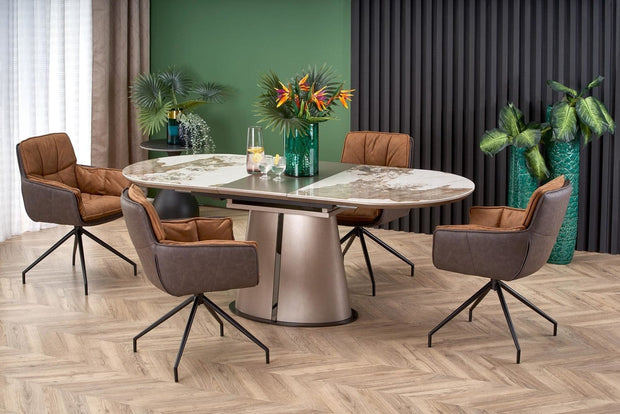 Sedia da pranzo in Ecopelle Kai-523 Marrone (1)