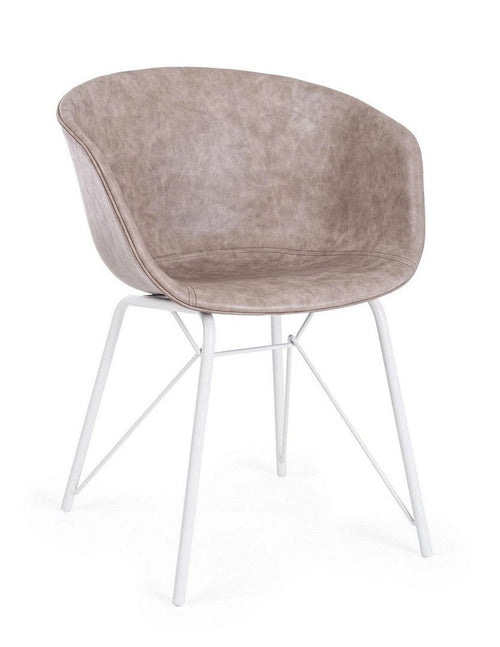 Sedia da pranzo in ecopelle Warhol Beige