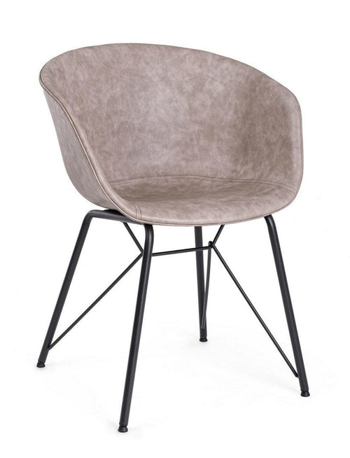 Sedia da pranzo in ecopelle Warhol Beige