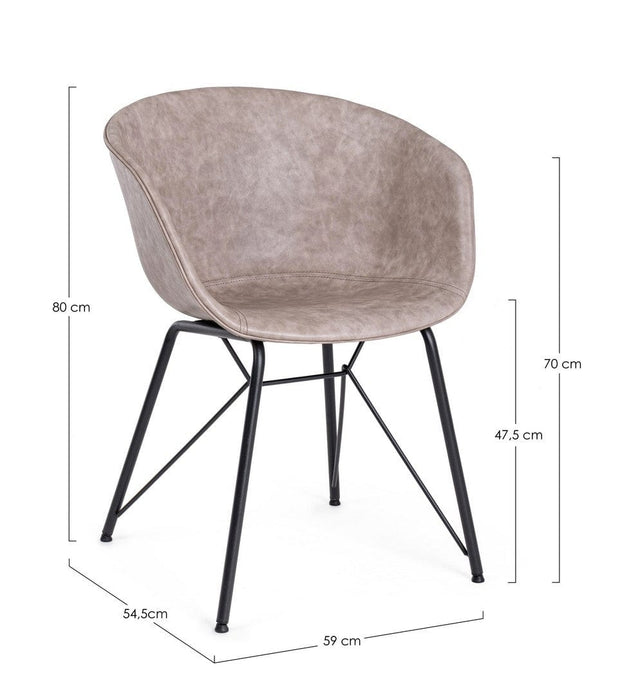 Sedia da pranzo in ecopelle Warhol Beige (7)