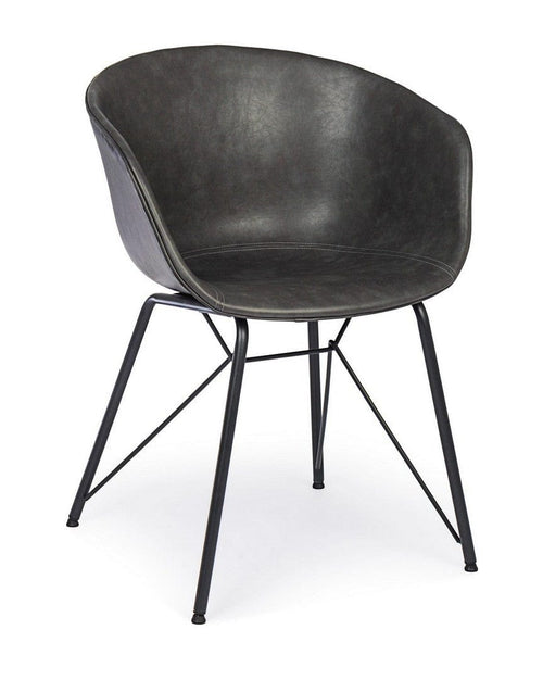 Sedia da pranzo in ecopelle Warhol Grigio