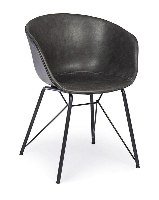 Sedia da pranzo in ecopelle Warhol Grigio