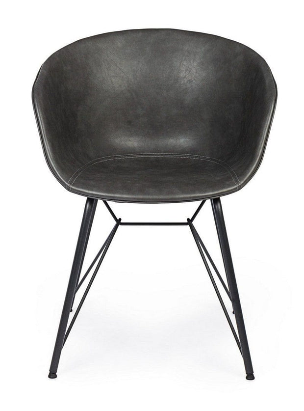 Sedia da pranzo in ecopelle Warhol Grigio (4)