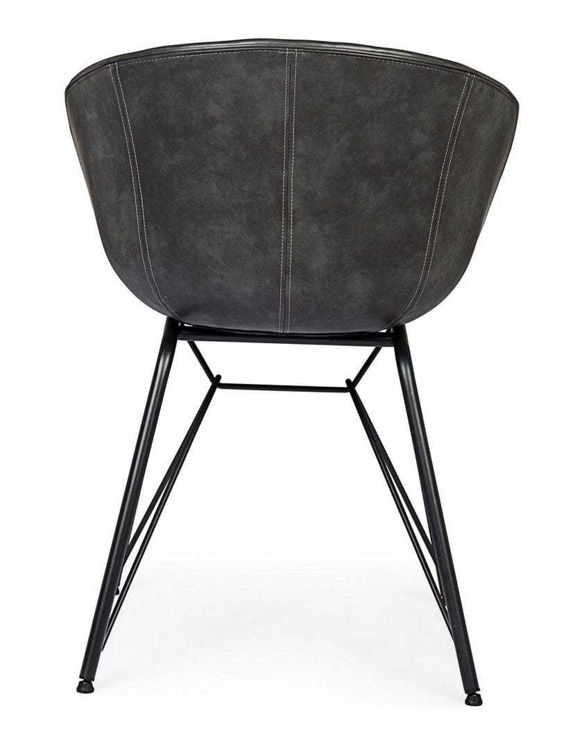 Sedia da pranzo in ecopelle Warhol Grigio (5)
