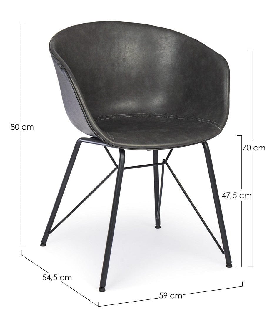 Sedia da pranzo in ecopelle Warhol Grigio (9)
