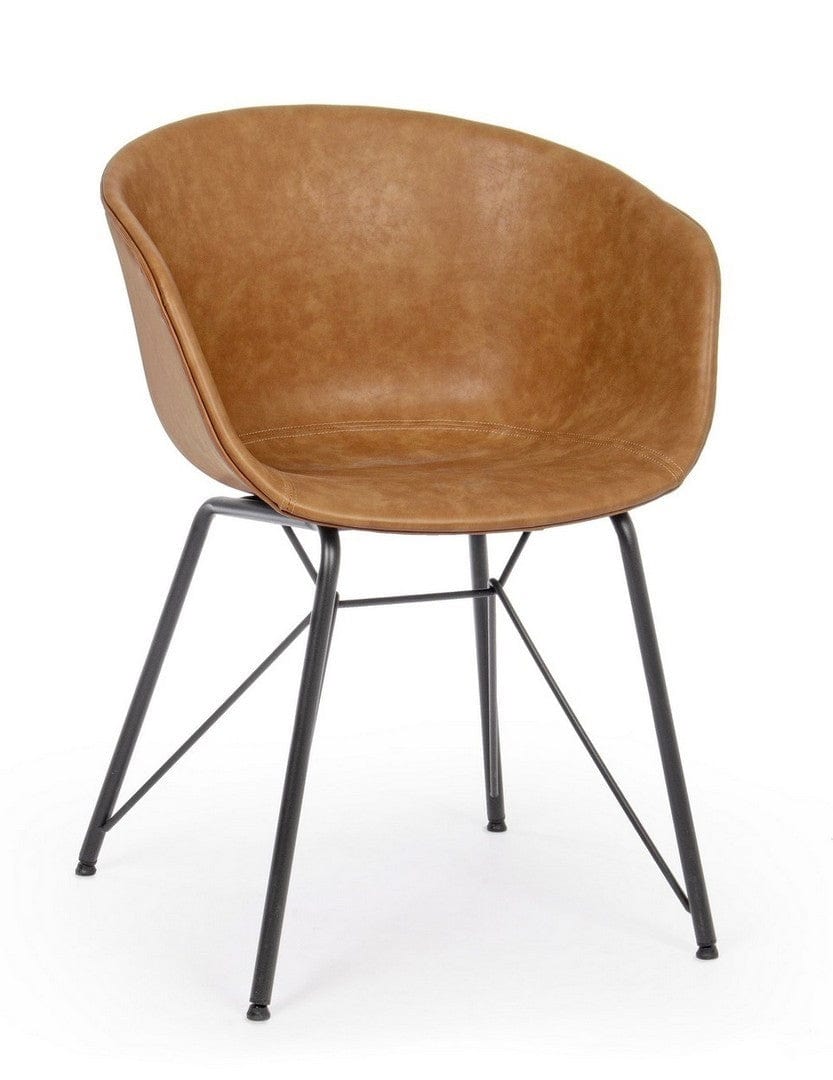 Sedia da pranzo in ecopelle Warhol Marrone