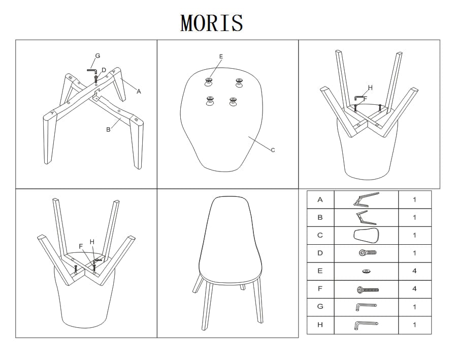 Sedia da pranzo in plastica Morrice Bianco (4)