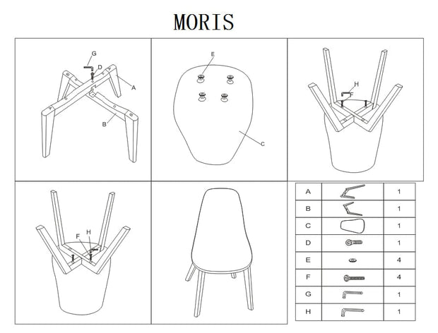 Sedia da pranzo in plastica Morrice Bianco (4)