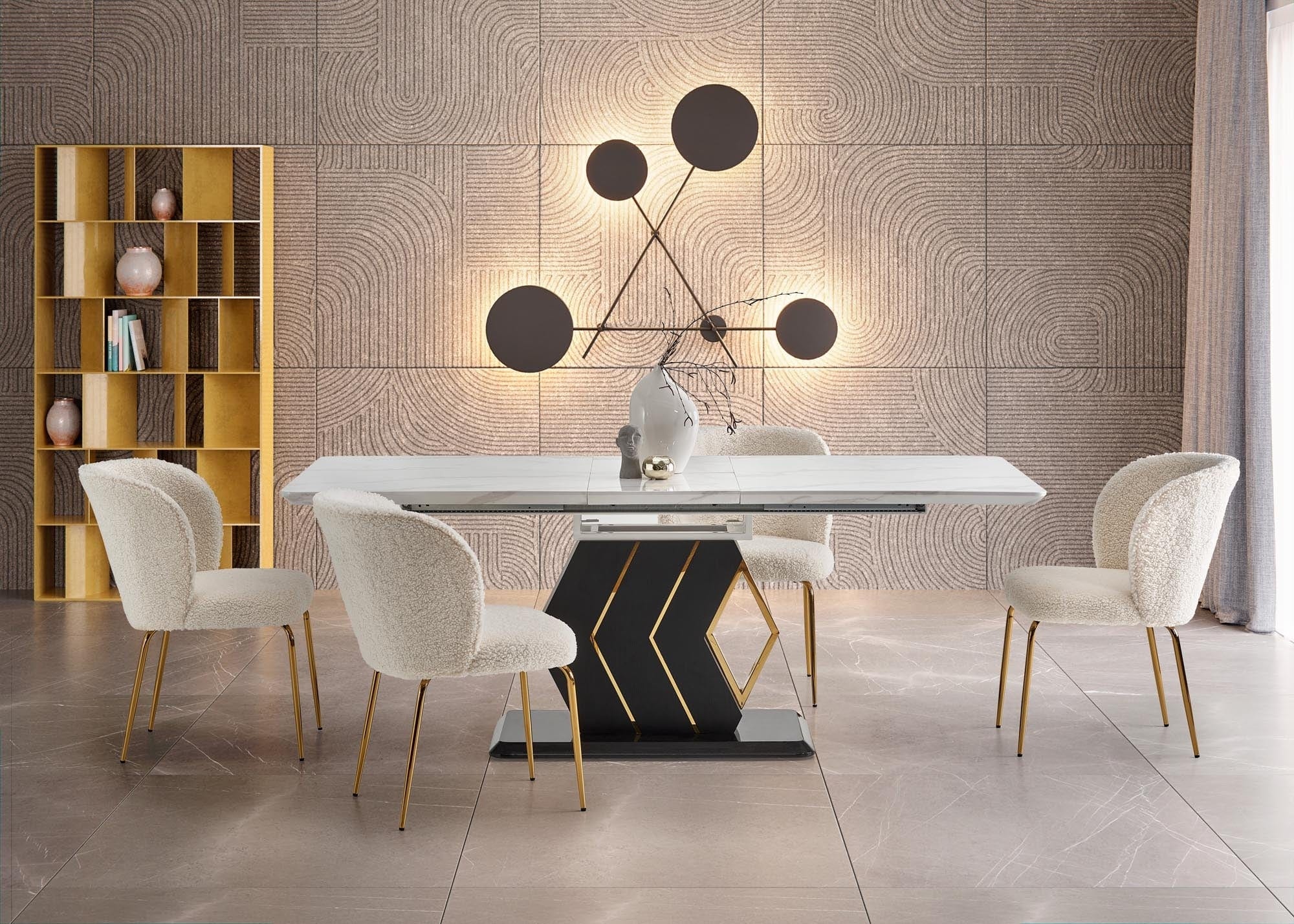 Sedia da pranzo in tessuto Kai-474 Crema (2)