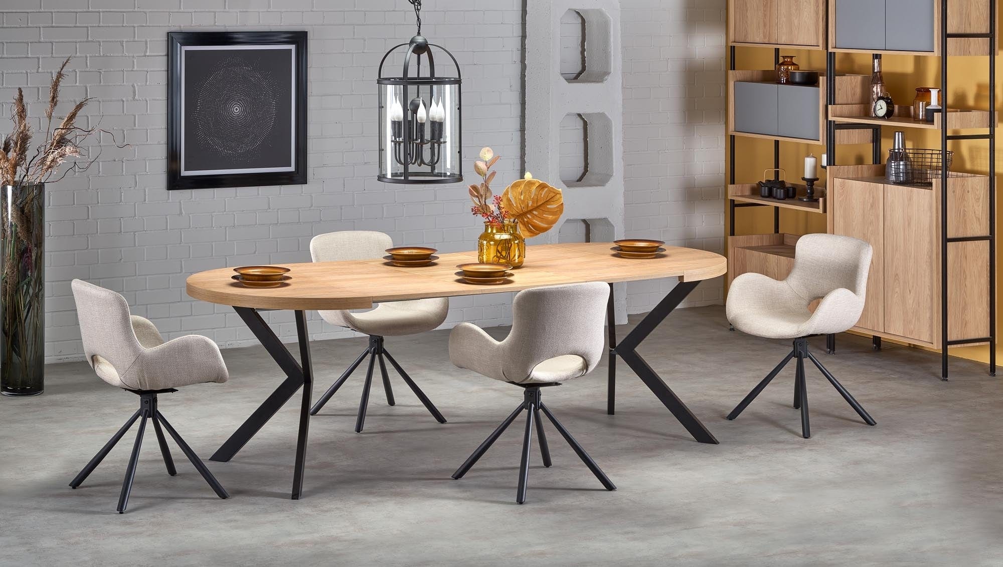 Sedia da pranzo in tessuto Kai-475 Beige (1)