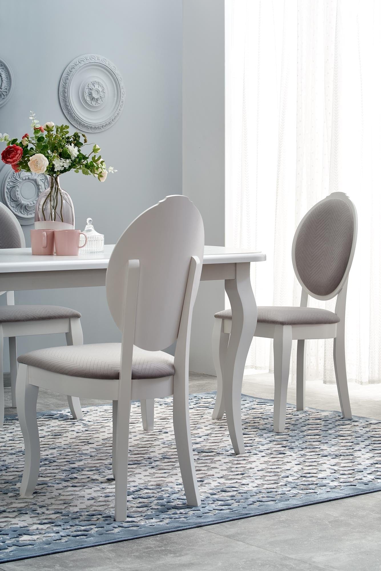 Sedia da pranzo in tessuto Velda Grigio (4)
