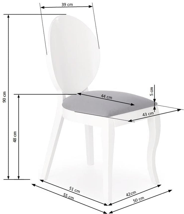 Sedia da pranzo in tessuto Verity Grigio (5)