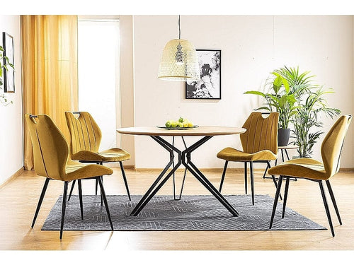 Sedia da pranzo in velluto Arben Giallo (1)