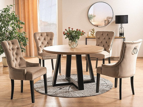 Sedia da pranzo in velluto Aubrey Beige (1)