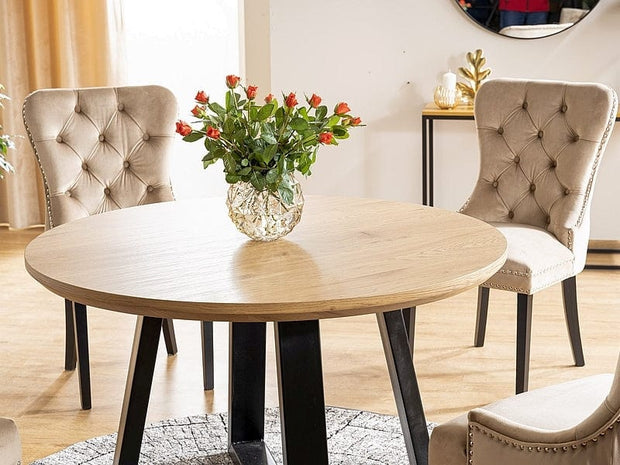 Sedia da pranzo in velluto Aubrey Beige (3)