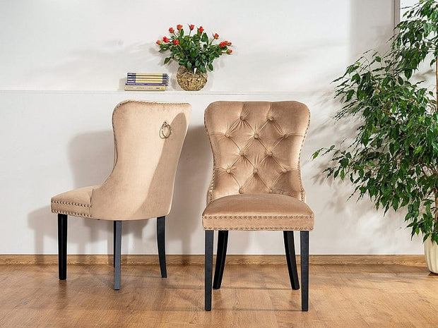 Sedia da pranzo in velluto Aubrey Beige (4)