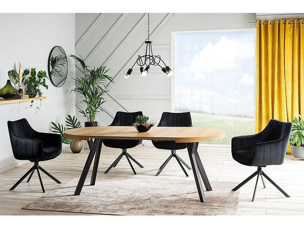 Sedia da pranzo in velluto Aziel Nero (1)