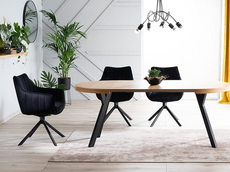 Sedia da pranzo in velluto Aziel Nero (10)