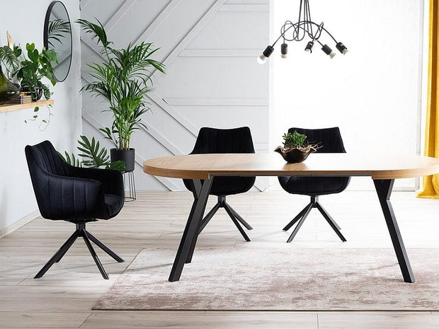 Sedia da pranzo in velluto Aziel Nero (10)