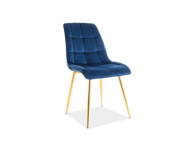 Sedia da pranzo in velluto Chase Blu