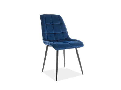 Sedia da pranzo in velluto Chase Blu
