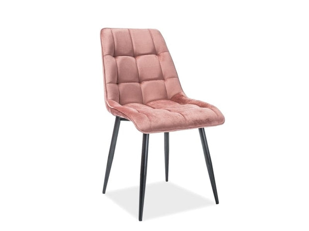Sedia da pranzo in velluto Chase Rosa
