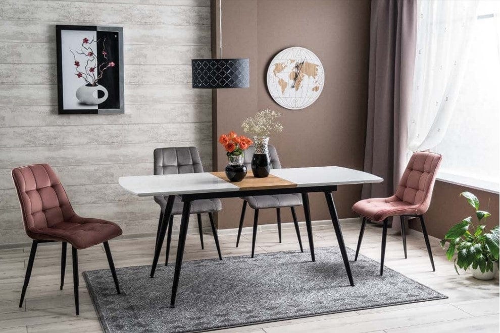 Sedia da pranzo in velluto Chase Rosa (1)